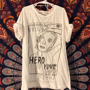 Zara Rolled Sleeve Graphic Tee